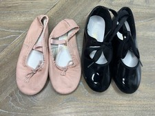 Spotlights Black Leather Kids Girls Tap Dance  Pink Ballet Shoes 8.5