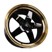 Cosmis Racing XT-005R Wheel Gloss Black w/ Gold Lip 18x9 +35mm 5x114.3