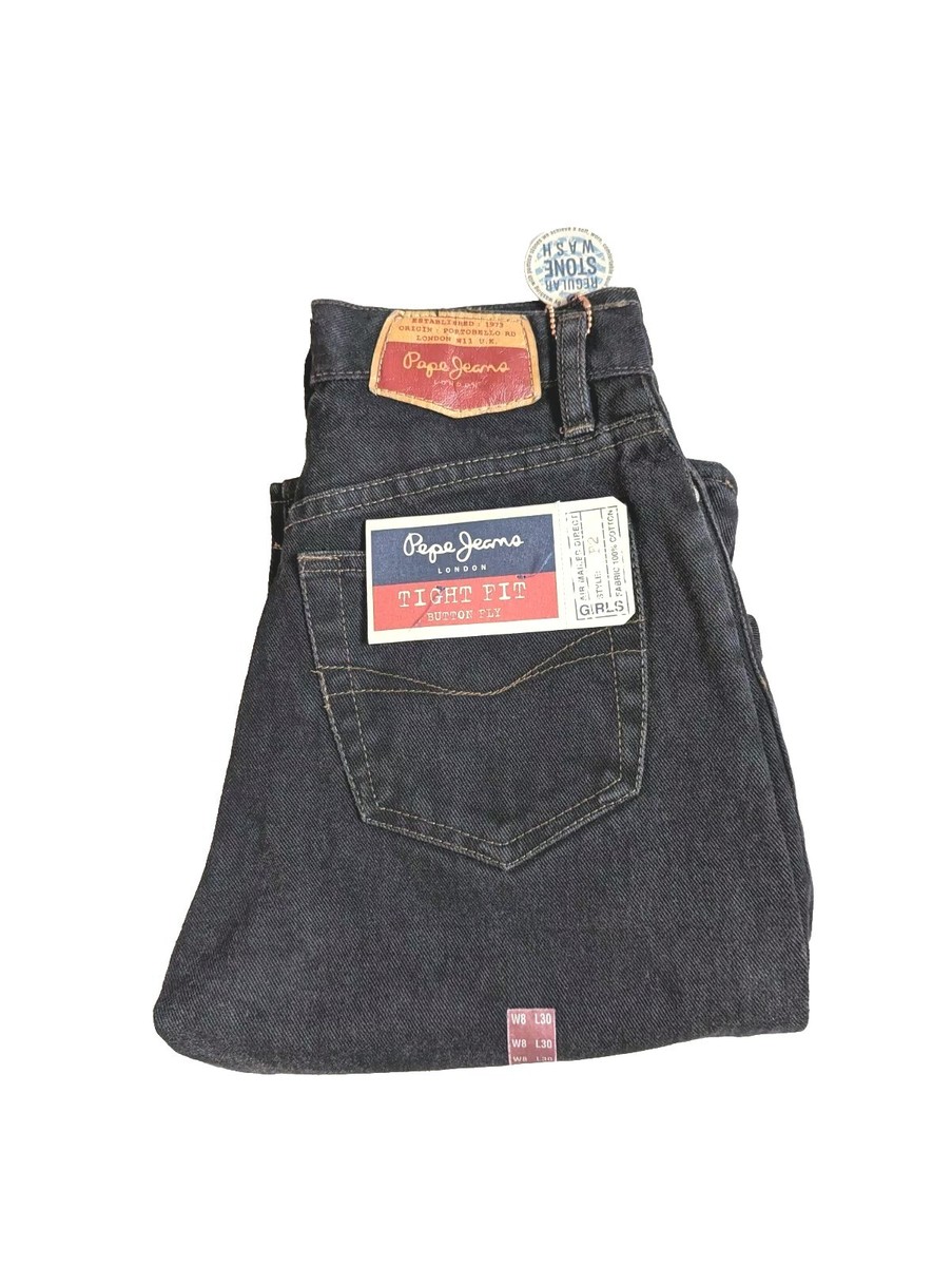 Pepe Ladies F2 Tight Fit Size L 30 Stonewashed Black Denim