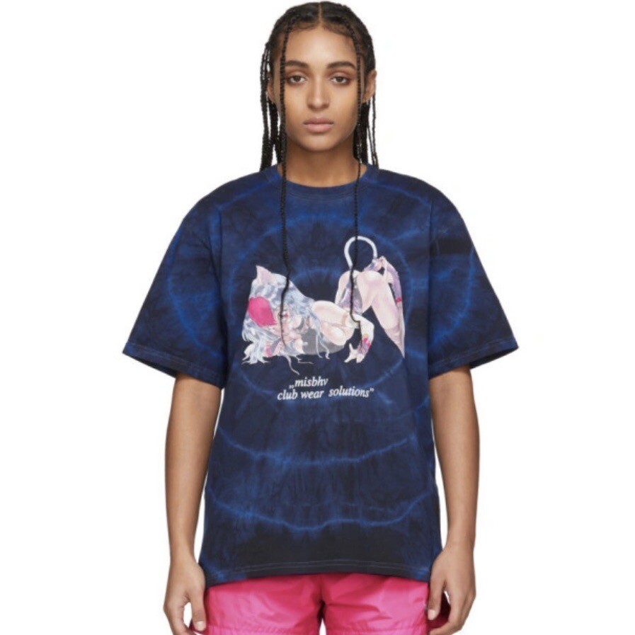 Tシャツ・カットソー MISBHV TSHIRT (250M103) MISBHV Blue and Black Tie-Dye The Tokio Club Wear Graphic T