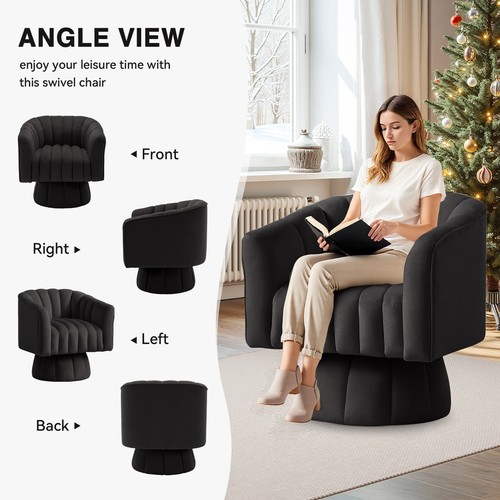 360° Swivel Barrel Chair, Modern Velvet Accent Chair With Wide Upholstery - Picture 30 of 133
