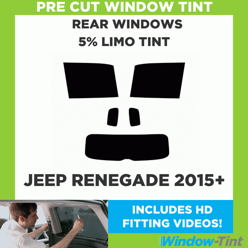 Pre Cut Window Tint for Jeep Renegade 2015+ 5% Limo Black Rear Car Tinting Film - Picture 1 of 9