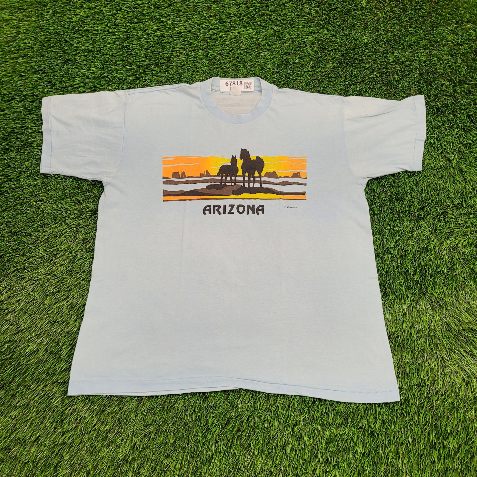 Camisa vintage Arizona Horse para mujer grande 21x25 azul