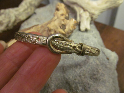 Vintage Sterling Silver 925 Buckle Belt Bangle Patterned Bracelet
