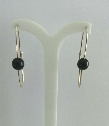 Sterling Silver Black Bead Drop Earring - Picture 4 of 7