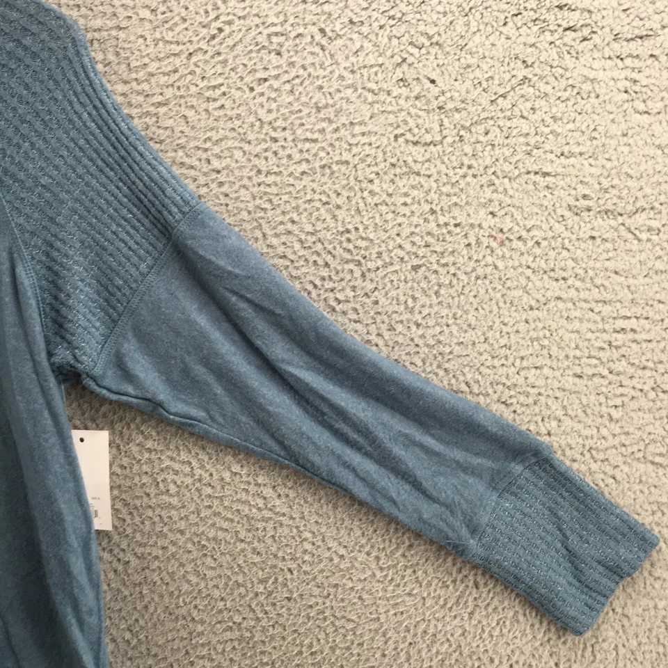 Chaqueta con Capucha So Cordón Alta Baja para Mujer XL Azul Pullover Manga Larga NUEVA Foto 4 de 4