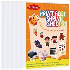 Auihiay 25 Sheets White Printable Shrink Plastic Sheets Shrink Films Papers I...