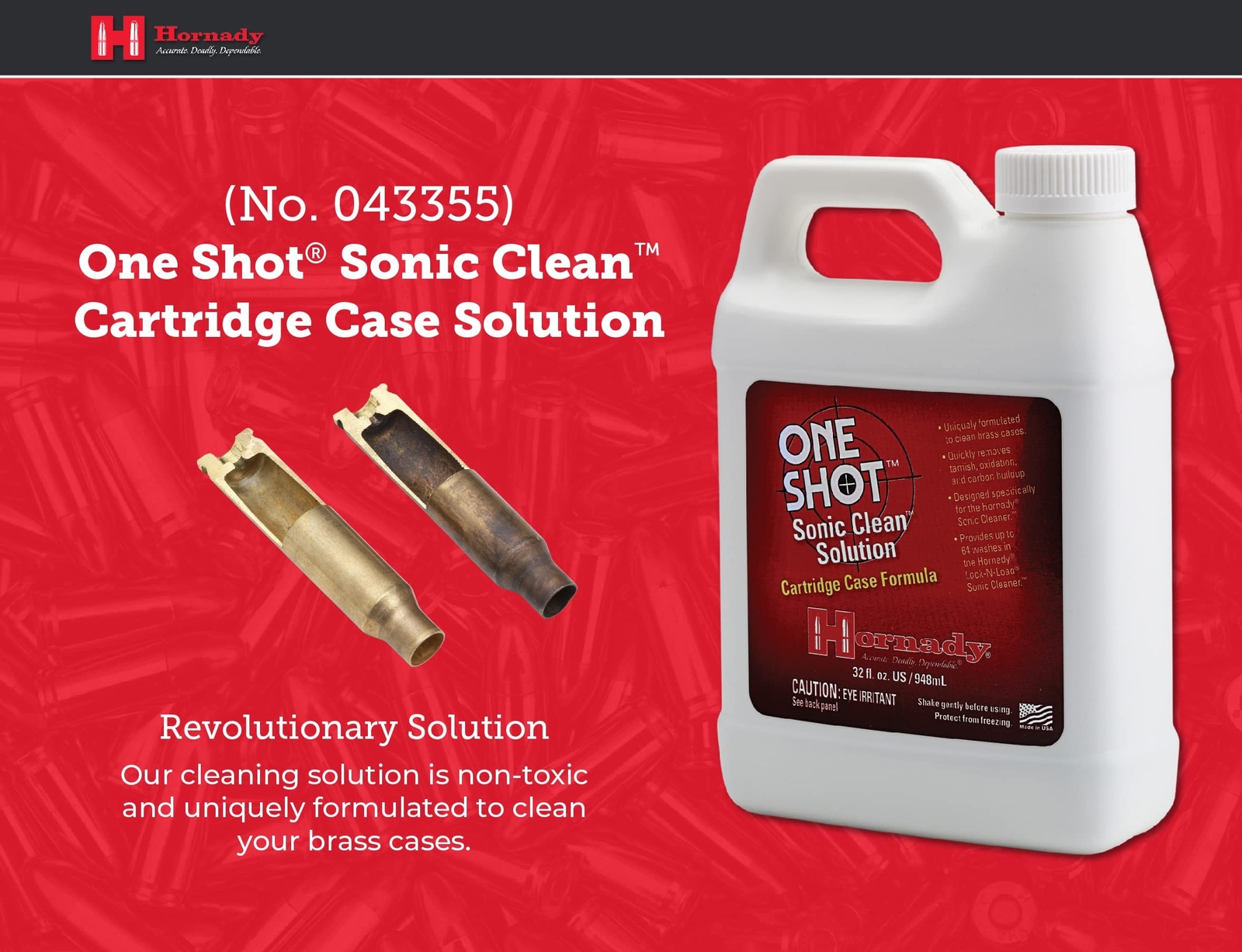 Hornady 043355 LockNLoad Sonic Gun Cartridge Cleaner Solution, Quart