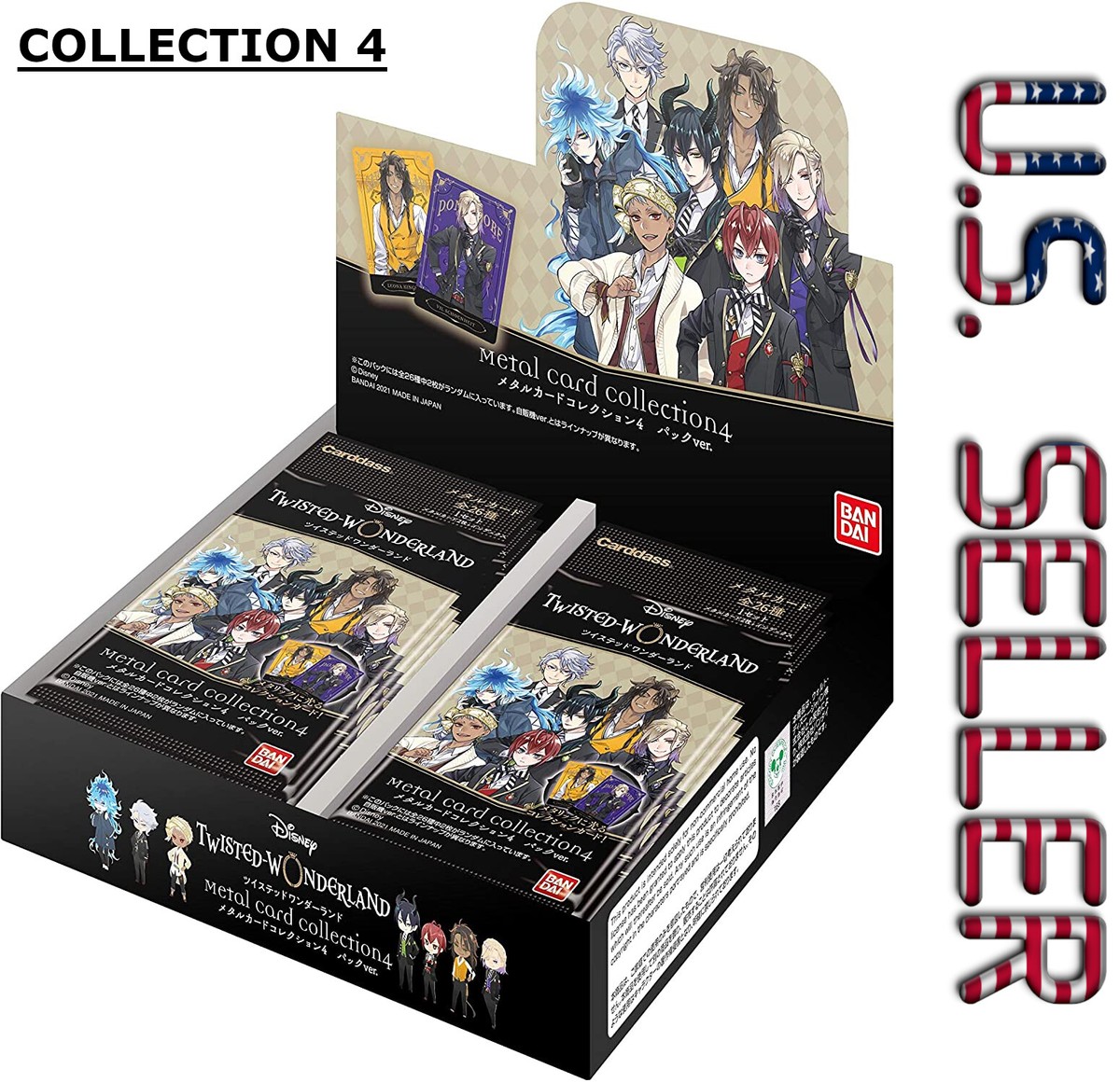 Bandai Disney Twisted Wonderland Metal Card Collection 4 Box Japan