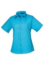 Premier Womens Short Sleeve Poplin Blouse Formal Easy Care Shirt Staff Work Wear