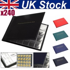 240 COINS BOOK ALBUM FOLDER FOR COLLECTION STORAGE MONEY PENNY COIN HOLDER UK
