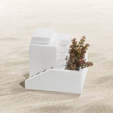 Vaso Casa nel deserto alto arredo in ceramica cm17x17x20 - Fatto a mano in Itali