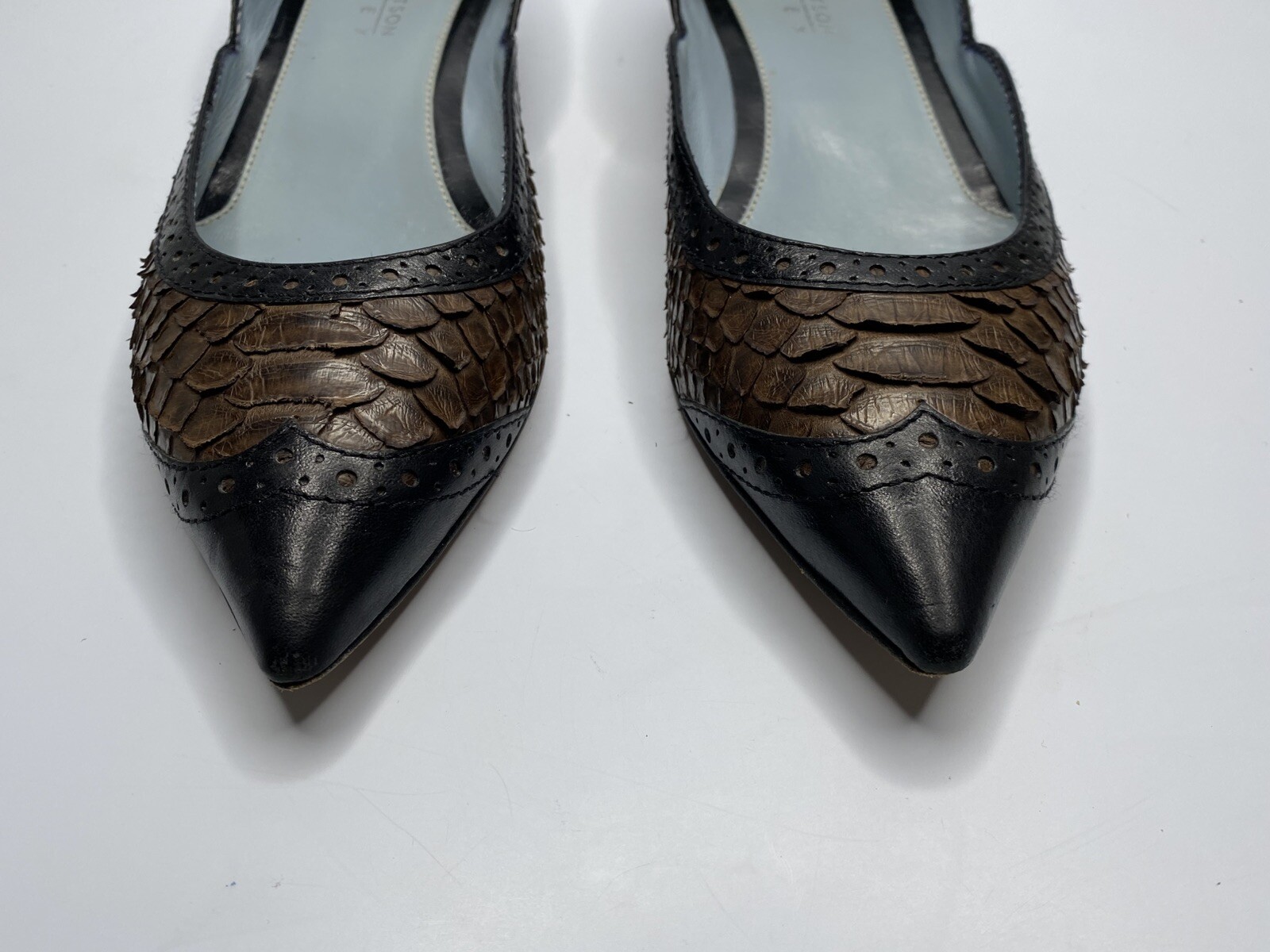 Lamberston Truex Brown Black Python Leather Balle… - image 6