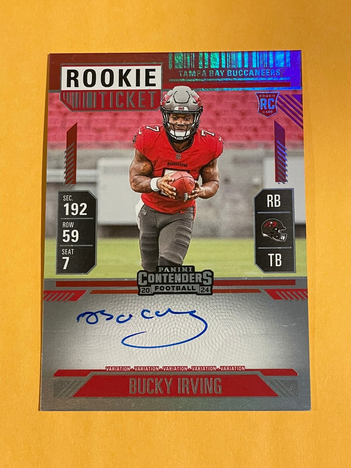 2024 Panini Contenders Bucky Irving Rookie Ticket Red Zone FOTL Auto Variation