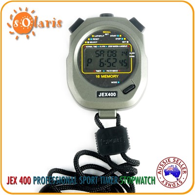 Jex400 Professional Stopwatch 16 Lap Memory Water Resistant Sports Timer Ebay