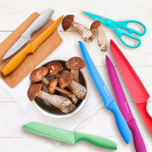 Tomodachi Jewels 13-Piece Knife Set with 6 Matching Blade Guards and Kitchen She - Picture 3 of 5