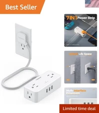 Surge Protector Power Strip with 4 AC Outlets & 3 USB Ports - 5 FT White Cord