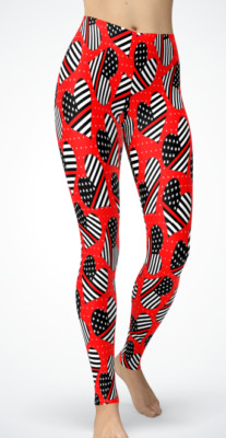 Leggings "Fire Fighters Wife" à Motif Cœur Et Ligne Rouge - Taille Unique