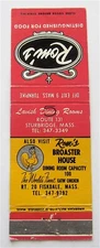 ROM'S BROASTER HOUSE, FISKDALE, MA. LAVISH ROOMS, STURBRIDGE, MA MATCHBOOK COVER