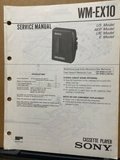 Sony Service Manual for the WM-EX10 Cassette Tape Player Walkman  Original
