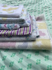 Lot of Six Vintage Baby Blankets, Multiple Sizes
