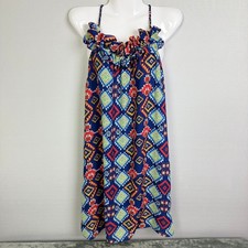Ciel USA Womens Medium Blue Red Geometric Print Sleeveless Dress M