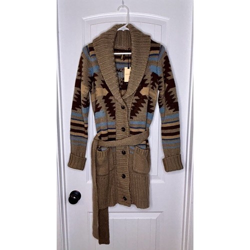 Stetson Damen Southwestern Print Schal Strickjacke Braun XS