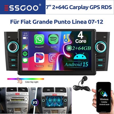 64G Autoradio Android 15 Carplay GPS NAVI Für Fiat Linea Grande Punto 2007-2012