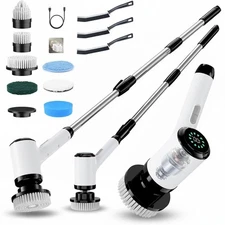Electric Spin Scrubber for Cleaning-2 Adjustable Speeds 8 Brushes Cordless Tools