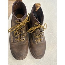 Dr. Martens Made in England Vintage Brown Leather Lace Boots AirWair Sole size 6