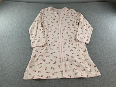 Aria Robe Womens Small Pink Floral Zip Front Knit 3/4 Sleeve Sleepwear Lounge