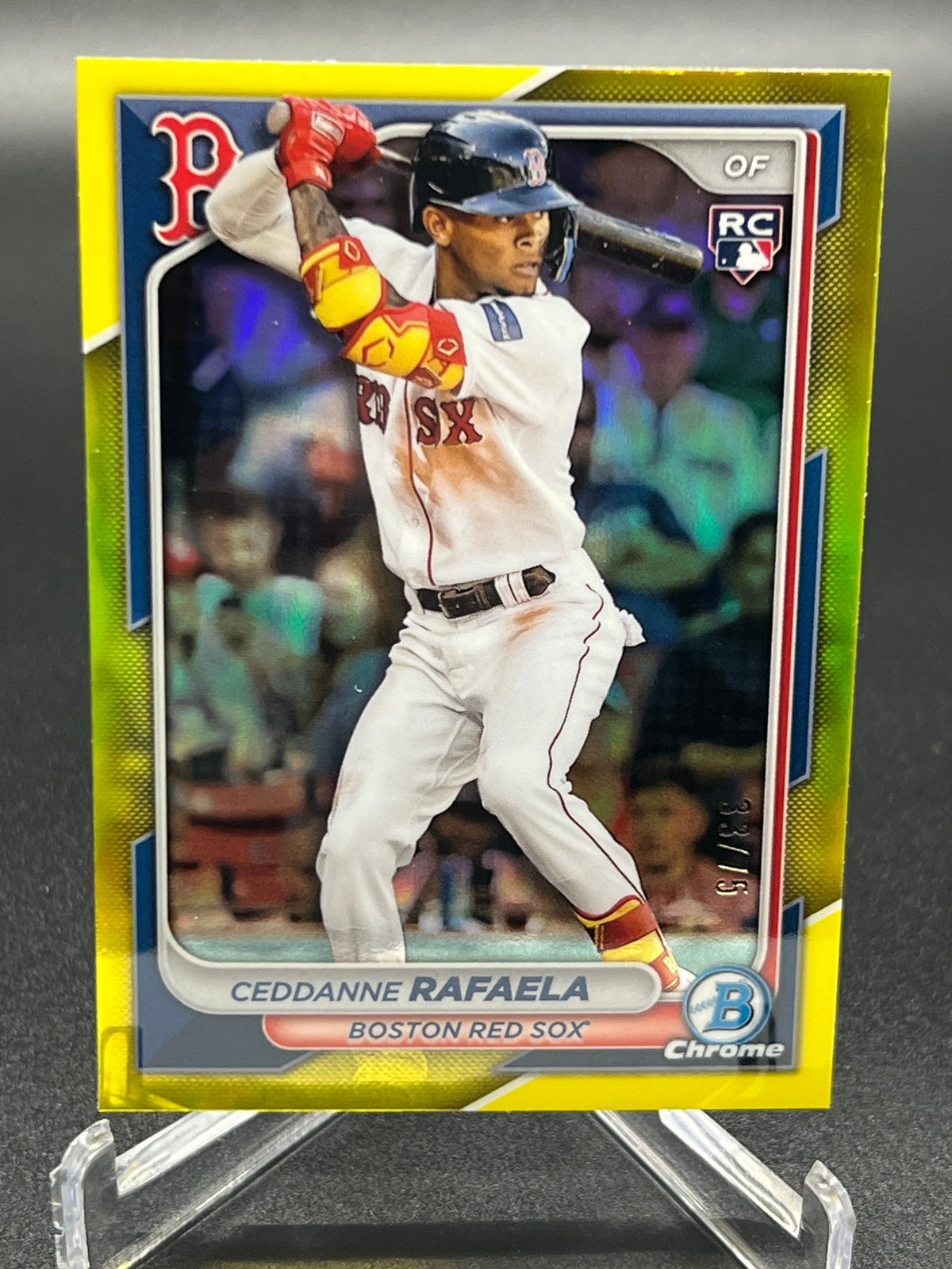 2024 Bowman Chrome CEDDANNE RAFAELA YELLOW REFRACTOR 33/75 RC RED SOX #5