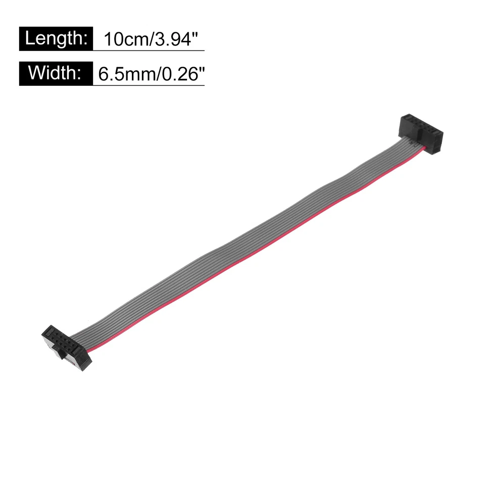 IDC 10Pin Flat Ribbon Cable, 1.27mm Pitch FC to FC Connector 10cm Length, 4Pcs Foto 2 de 4