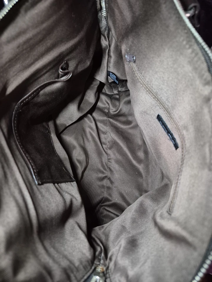 Wilson Leather Messenger Handbag Brown With Deer Fur Silvertone Hardware - Image 4 of 4