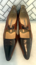 Vintage Manolo Blahnik Brown Colorblock Mary Jane Heels Pumps Shoes Sz 36 5-5.5