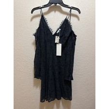 Lush Black Lace Cold Shoulder Mini Dress V Neck Spaghetti Strap Size S