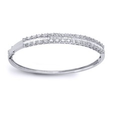 18ct White Gold Jewelco London 2.25ct Diamond Eternity Bangle Bracelet 6mm