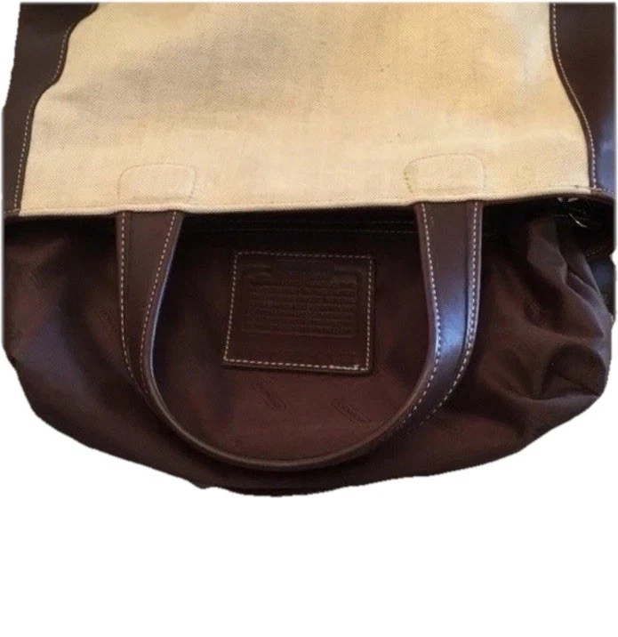 Bolso de mano Coach vintage de lino y cuero con juego de inserciones a juego Foto 2 de 3