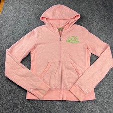 Y2K Juicy Couture Pink Juicy Spa Zip Up Hoodie Rhinestone Graphic Medium