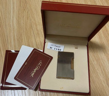 Working S.T.DUPONT Gas Lighter Silver Gold LINE 2 with box