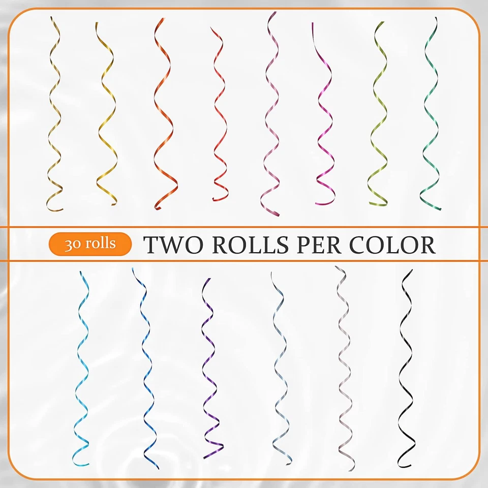 30 rollos de cintas rizadoras de 1/5" de ancho X 11 yardas 330 yardas plástico brillante St Foto 4 de 4