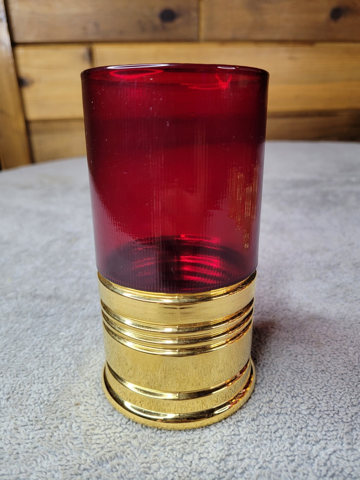 Vintage Imperial Glass Trader Vic's Big Shot Shotgun Shell Tumbler Red 5.5"