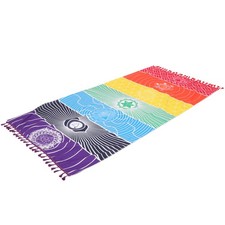  Rainbow Beach Mat Square Beach Towel Foldable Yoga Mats with Tassels for Picnic
