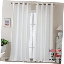 Linen Textured Curtains, 96 Inch Curtains 2 Panel 55"W x 96"L Pack of 2 White