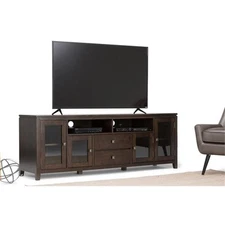 Simpli Home Cosmopolitan Solid Wood Extra Wide 72" TV Stand - Mahogany Brown