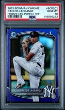 2025 Bowman Chrome Prospects Carlos Lagrange Purple Refractor /250 PSA 10