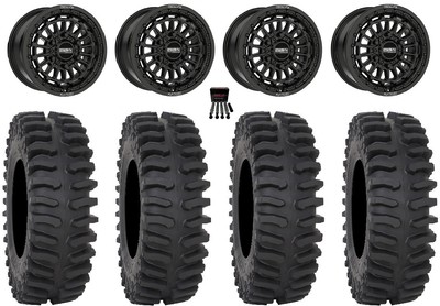 Metal FX Delta 6R Beadlock 15'' Wheels Black 33'' XT400 Tires Can-Am Maverick R