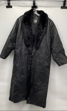 Greg Bell Women's Black Leather Long Sleeve Open Front Overcoat Size Small