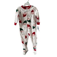 Carters SZ 18 month Festive Santa Baby One Piece Zippered Pajamas Unisex NEW