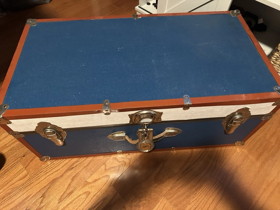 Baúl único vintage 30 16 12 rojo blanco azul Foto 2 de 4